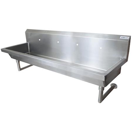 Bk Resources 96" Wall Mount Four Station Handwash Sink, Single Hole Splash Mount MSHS-96W1